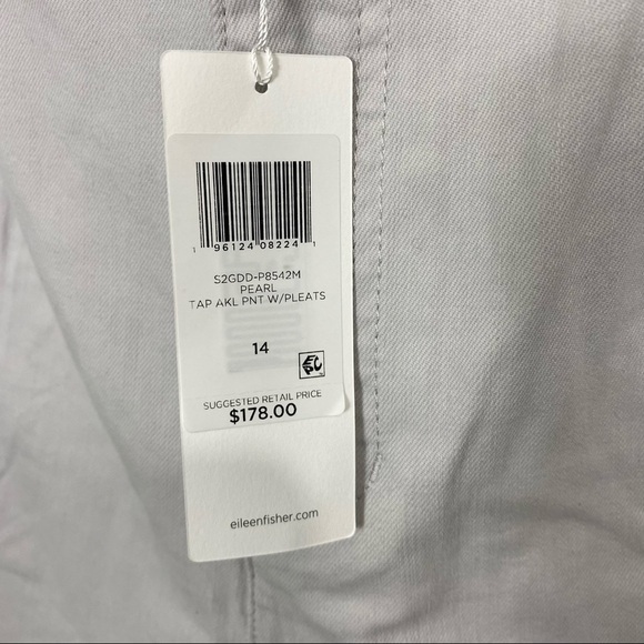 Eileen Fisher Ankle Pant With Pleats Light Gray Sz 14 - Picture 2 of 5